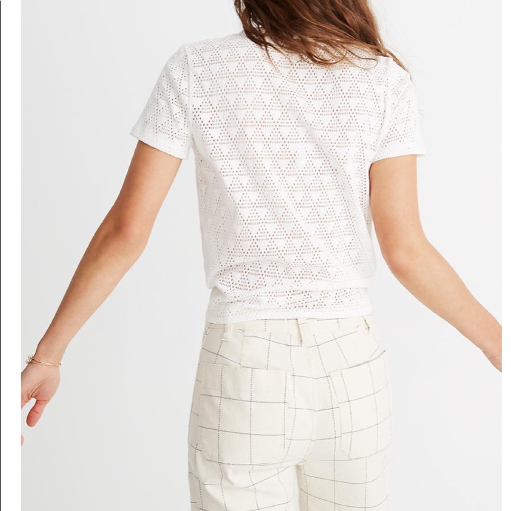 ✨SOLD✨ Madewell Modern Tie-Front Tee in Geo Eyelet - Picture 5 of 6
